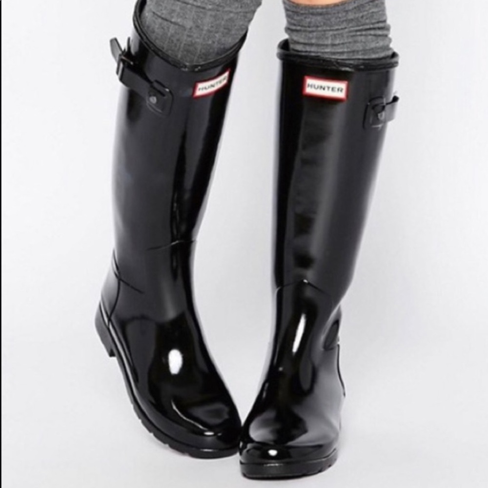 Black Gloss Hunter Rain Boots